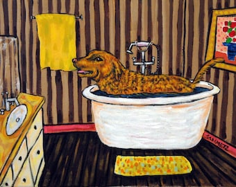 Chesapeake Bay Retriever Taking a Bath Dog Art Print Gift  JSCHMETZ modern abstract folk pop art gift