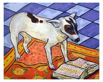 Rat Terrier Reading Dog Art Print