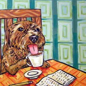 Basset des Fauve bij de Coffee Shop Dog Art Print JSCHMETZ moderne abstracte volkspop-art cadeau
