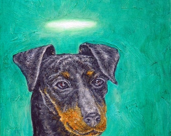 MANCHESTER terrier dog angel halo art PRINT animals gift new impressionism 13x19 modern