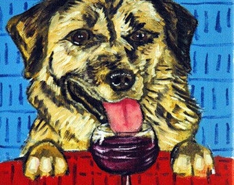 Anatolian Shepherd wine dog art tile coaster gift
