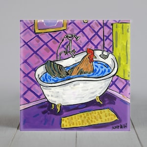 chicken coaster tile bather animal  home decor gifts