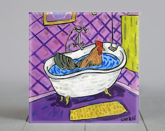 chicken coaster tile bather animal  home decor gifts