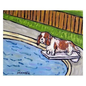 cavalier King Charles Spaniel at the Pool Art Print