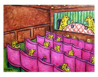 Hyenas Watching a Movie Animal Art Print