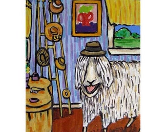 the sheep's favorite hat - stretched canvas or paper print - multiple sizes