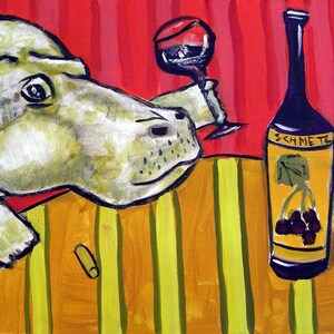 hippopotamus wine artwork