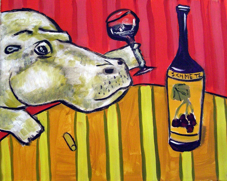 hippopotamus wine artwork