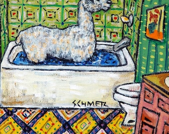 alpaca art - alpaca coaster - alpaca gifts - alpaca tile - bathroom art print - animal bath - pet salon art - animal art gift