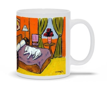Great Pyrennes "Sleeping" Dog Art Mug - Ceramic Coffee Dup - Pet And Animal Lover Gifts