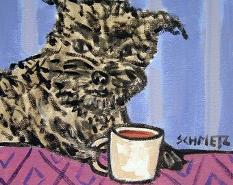 Affenpinscher dog art tile coaster gift animal decor