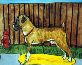 Boxer Skateboarding Dog Art coaster tile Gift