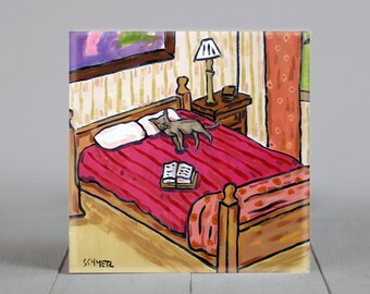 burmese cat taking a nap art artwork tile coaster gift - multiple sizes available
