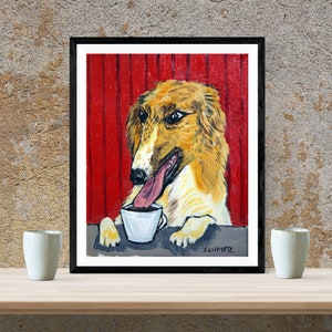Chien de café BORZOI - impression d'art d'archives