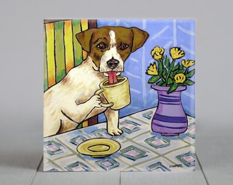 Jack Russell terrier - decorative tile - ceramic coaster - coffee decor - animal decor -  dog artowrk - dog lover gift