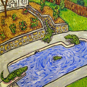 Alligator pool part - art - tile coaster - gift - home decor