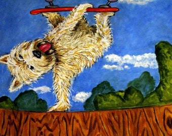 West Highland White Terrier at a Skateboard Park Dog Art Tile