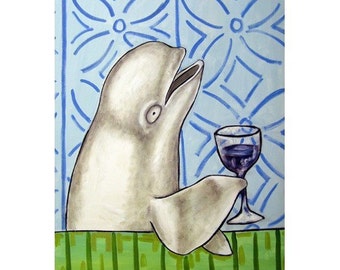 Beluga Whale at the Wine Bar Art Print