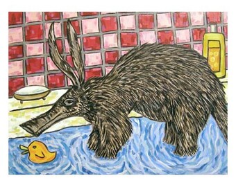 Aardvark Taking a Bath Art Print