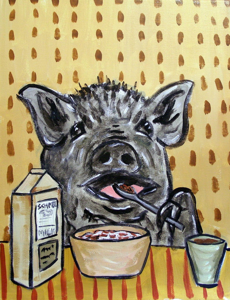 PIG in bathroom picture animal art 8.5x11 glossy photo print