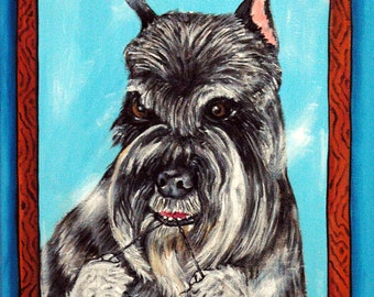 Schnauzer Badezimmer Leinwanddruck, Büro Deko, Tier Wandbild, Hund Wandkunst, Hund Kunst, Tier Wandkunst, Badezimmer Kunst, Archival Giclee