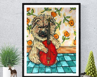 Chow chow dog art canvas wall art print ready to hang by schmetzpetz- stand up bass