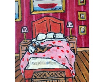 Border Terrier Sleeping Dog Art print  JSCHMETZ modern abstract folk pop art AMERICAN ART gift