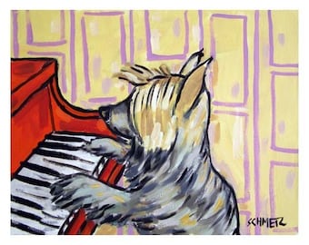 Silky Terrier Playing Piano Dog Art Print