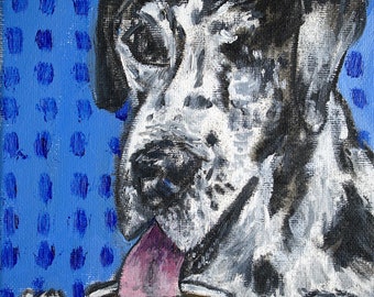 Great dane dog "at the Cafe", coffee dog art, canvas print, poster,animal decor dog lover, dog wall art, great dane print, great dane canvas
