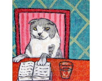Scottish Fold - Cat Art - Jigsaw Puzzle - Animal Decor - Gift For Reader