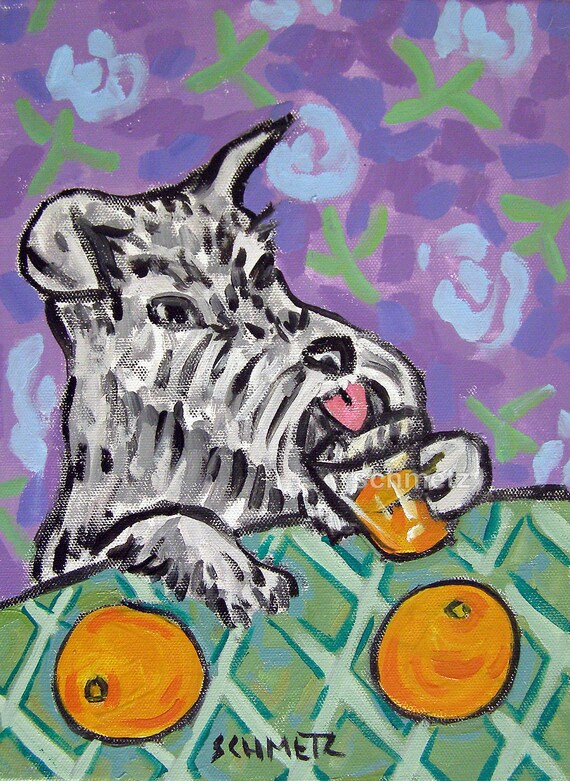 SCHNAUZER dog bathroom art PRINT 13x19 JSCHMETZ