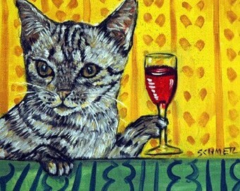 ocicat cat at the woine bar art artwork tile coaster