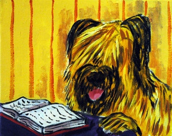 briard art - Briard ,briard print,briard art,dog print,dog art, gift for librarian, PRINT,modern dog art,folk art - briard gifts