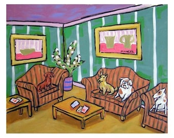 dog art, dog print, waiting room art, veterinarian office,  print, modern dog art