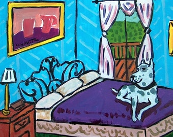 Great Dane dog art tile coaster -  bedroom decor