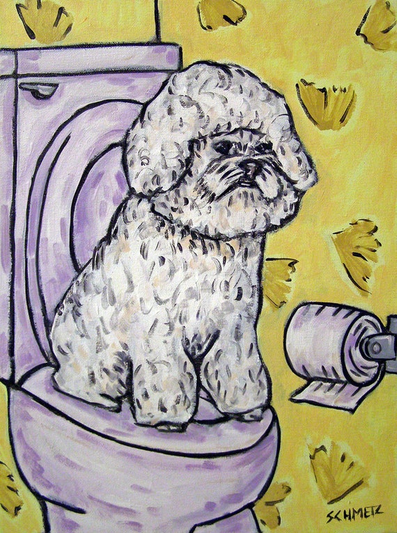 IRISH SETTER in the bathroom dog art print 8x10 modern artwork gifts