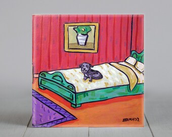 Glen of Imaal Terrier bedtime Dog Art coaster tile decor artwork gift