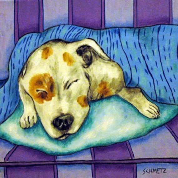 bedroom art bull terrier dog print on modern tile coaster gift JSCHMetZ folk