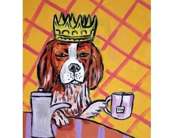 cavalier king charles spaniel art tea room canvas print gift modern Giclee- ready to hang by Jay Schmetz