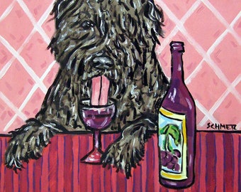 Bouvier des flandres art - wine coaster tile - animal decor - birthday gift