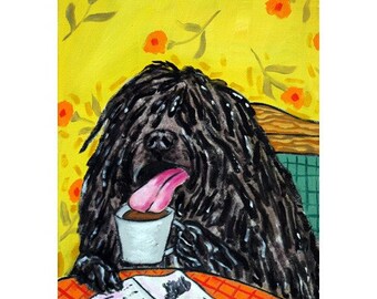Puli at the Coffee Shop Dog Art Print 13x19 JSCHMETZ MODERN pop art folk art JSCHMETZ abstract
