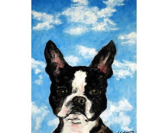 Boston terrier dog art print - 13x19 - matte or glossy - dog lover birthday gift - fathers day