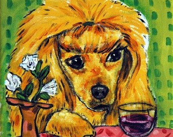 Auburn Poodle at the Wine Bar Dog Art Print