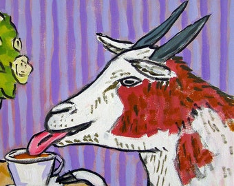 Goat coffee, goat art, goat coaster, ceramic goat, ceramic tile, animal coaster set, animal art, decor goat, farm animal gift, coaster