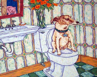 JACK russell terrier Art coaster tile JSCHMETZ modern abstract folk pop art bathroom  ART gift