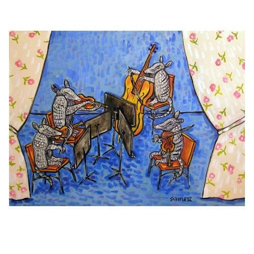 Armadillo string quartet music animal art tile coaster animals impressionism 