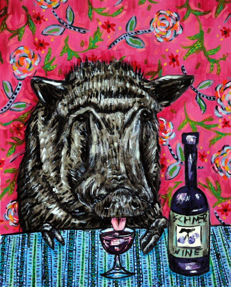 11x14 animal decor print gift squirrel wine wall decor colorful animal art