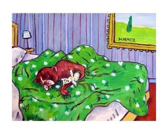 Boxer Sleeping in a Bedroom Dog Art Print