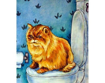 chinchilla cat art print bathroom decor 13x19 - matte or glossy photo picture prints