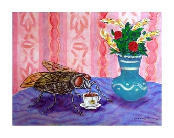 House Fly at the Coffee Shop Insect Art Print